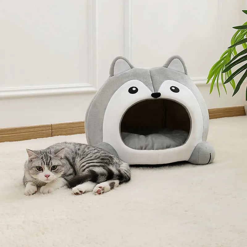 Cute Plush Cartoon Cat Bed