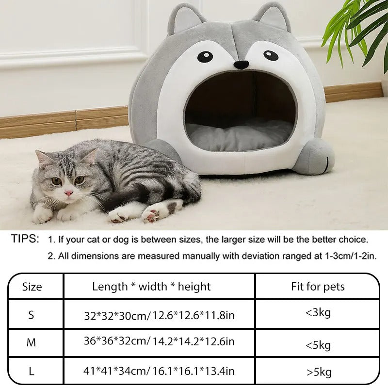 Cute Plush Cartoon Cat Bed