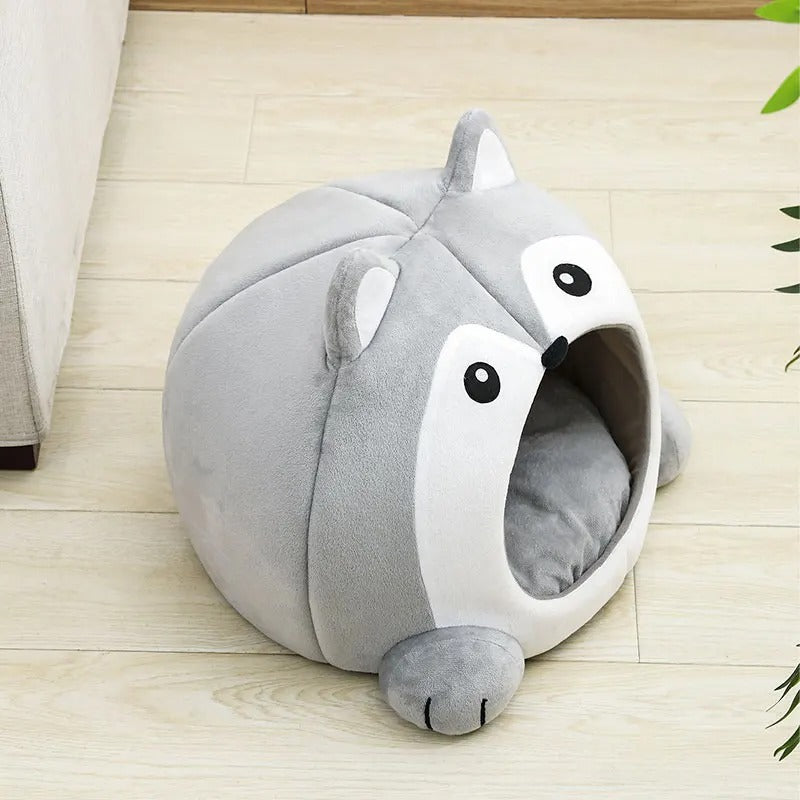 Cute Plush Cartoon Cat Bed