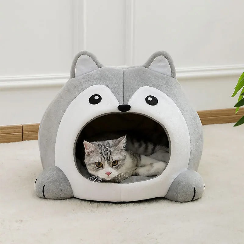 Cute Plush Cartoon Cat Bed