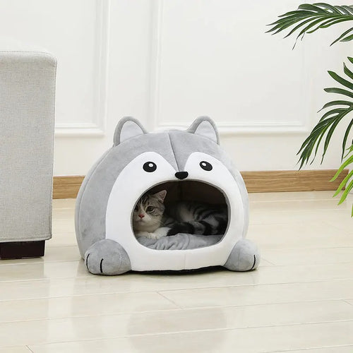Cute Plush Cartoon Cat Bed