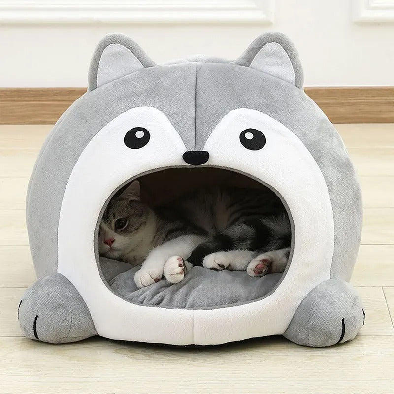 Cute Plush Cartoon Cat Bed