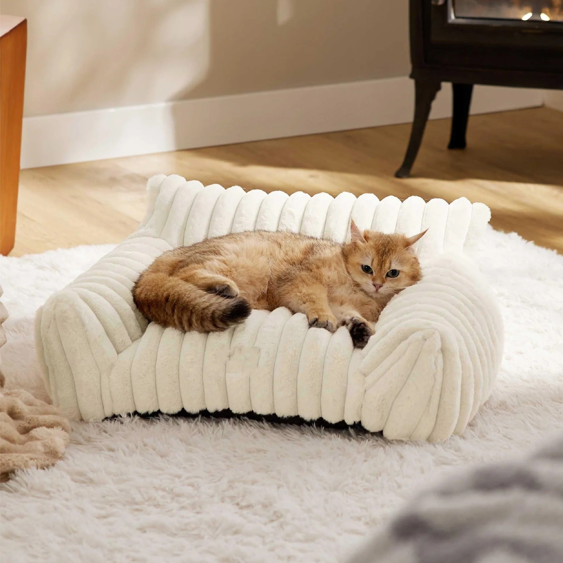 Corduroy Style Plush Cat Sofa